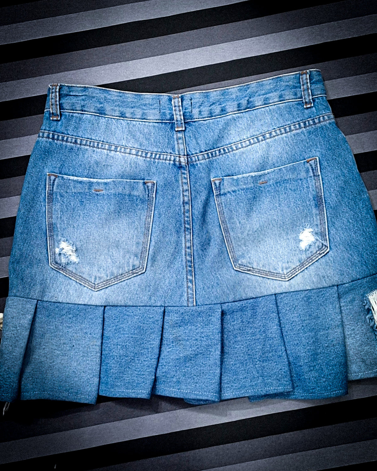 falda jean con puntilla