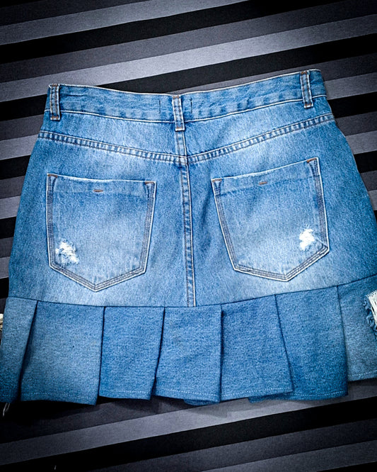 falda jean con puntilla